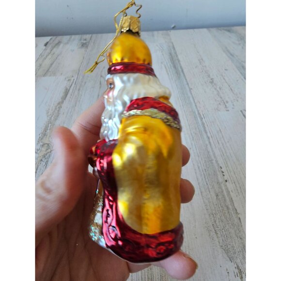 Inge glas vintage Santa‎ glass gold ornament Germany apples staff tree - Picture 3 of 8